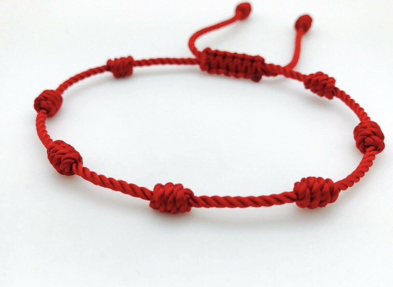 Pulsera de 7 nudos roja y negra