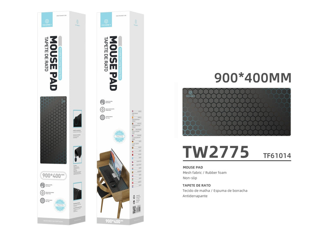 Tapete para rato Techancy 40 x 90 cm, TW2775, borracha antiderrapante, adequado para jogos de PC, preto-2